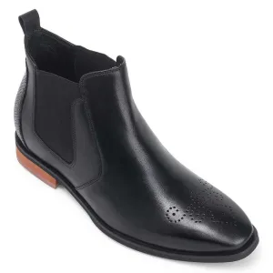 7CM/2.76 Inches Taller - CMR CHAMARIPA Height Increasing Boots For Men - Snake Pattern Grain Leatherboots - Black