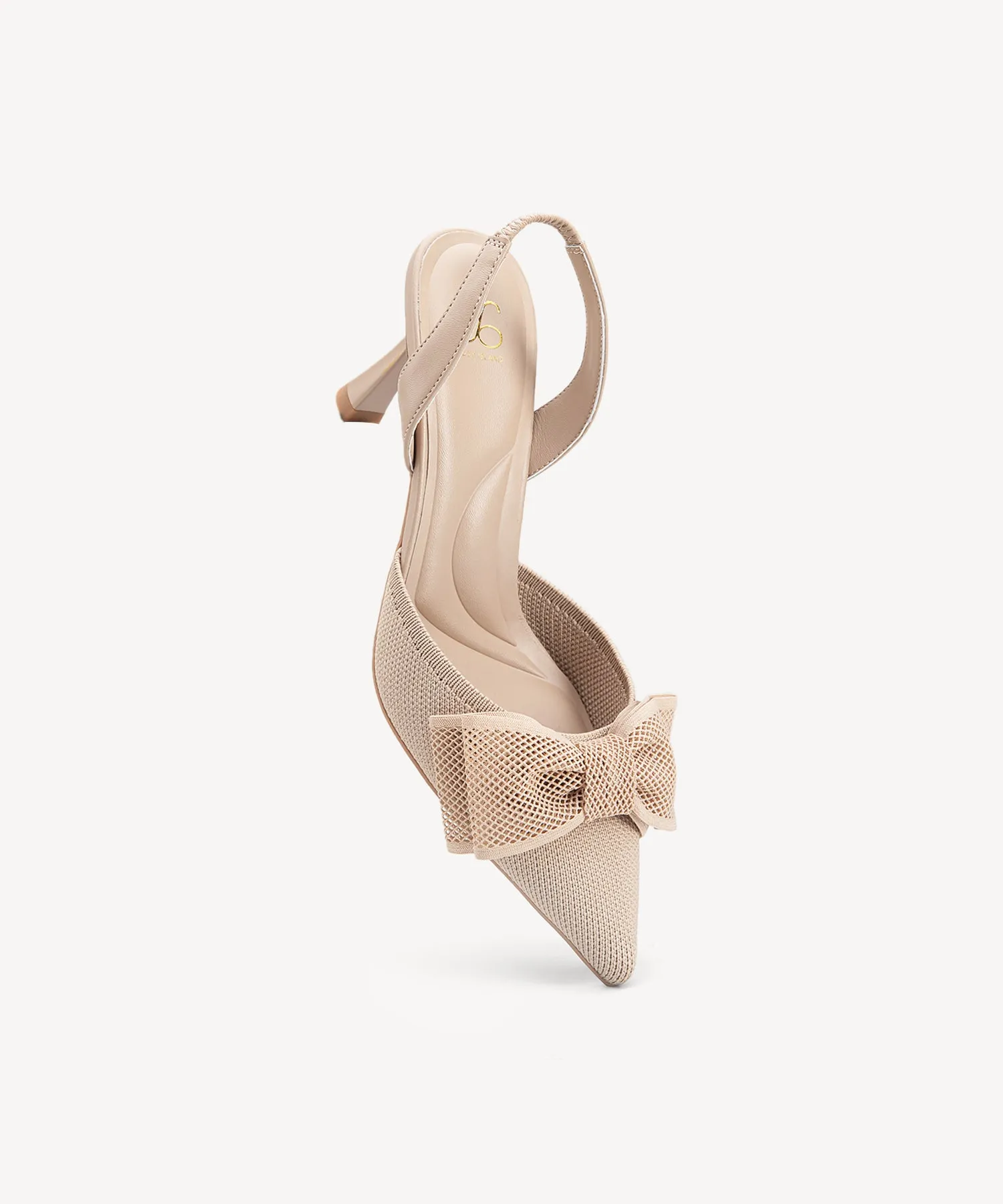 Bowtention Lace Pointed Toe Heeled Slingback