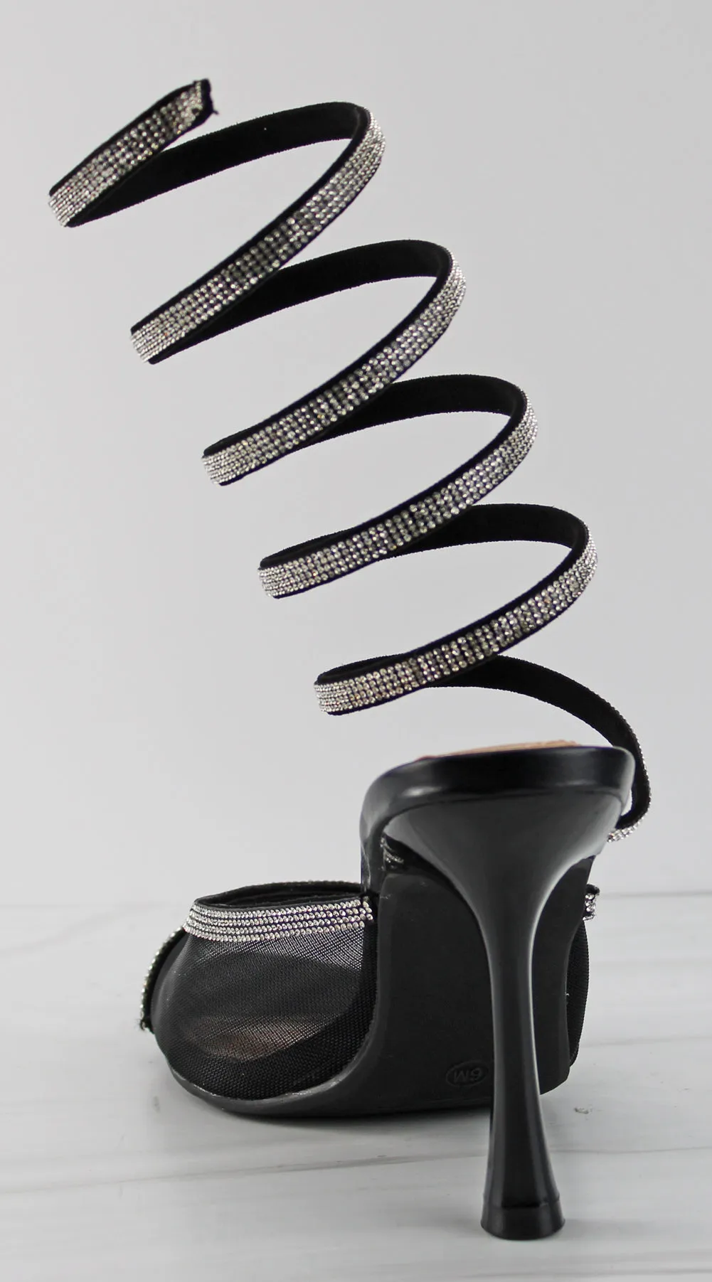 Trace 10 Women's Mesh Spiral Strappy Low Stiletto Heels
